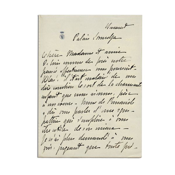 Elena Văcărescu, scrisoare pentru madame Alphonse Daudet, cca. 1899-1901