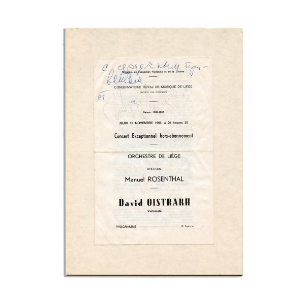 Programul unui concert, cu semnătura lui David Oistrakh