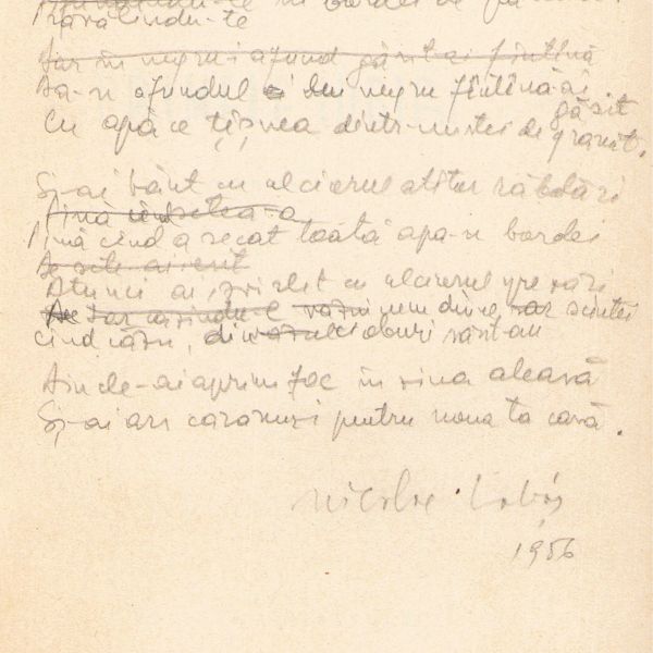 Nicolae Labiș, Primele iubiri, 1956 - cu o poezie inedită, semnată  