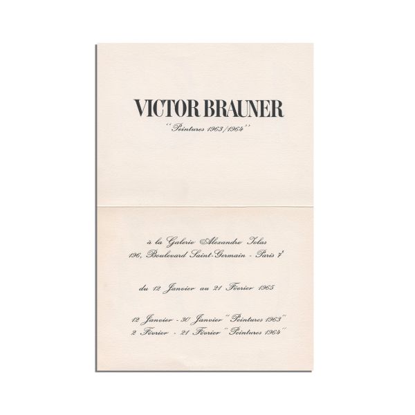 Victor Brauner, invitație Galerie Alexandre Jolas, 1965