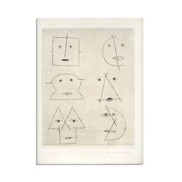 Victor Brauner, gravură în acvaforte, semnată olograf