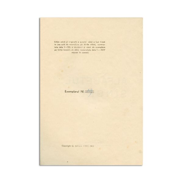 Vasile Dobrian, Alfabetul sîngelui, 1946, volum bibliofil