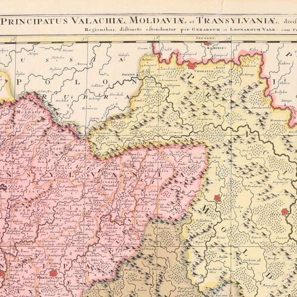 Gerard și Leonardum Valk, Harta Principatelor Valahia, Moldova și Transilvania, cca. 1702