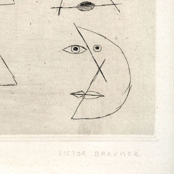 Victor Brauner, gravură în acvaforte, semnată olograf