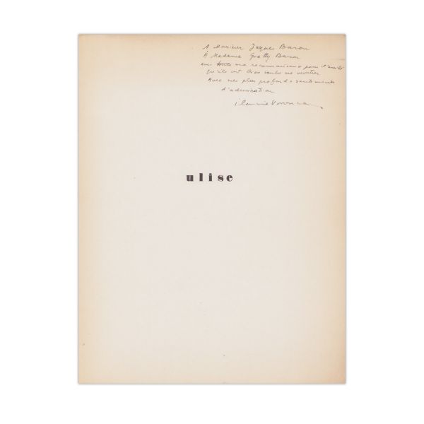 Ilarie Voronca, Ulise, 1928, exemplar numerotat cu dedicație olografă