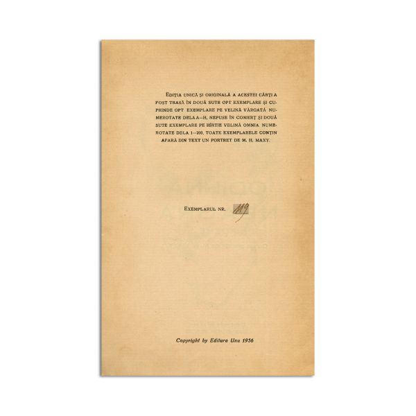 Ion Manolescu, Odihna neagră, 1936, exemplar numerotat