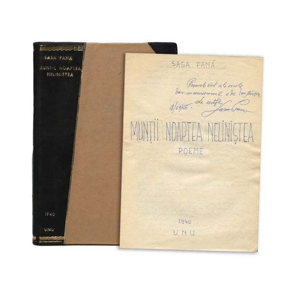 Sașa Pană, manuscrisul volumului Munții noaptea neliniștea, 1940, cu semnătură 