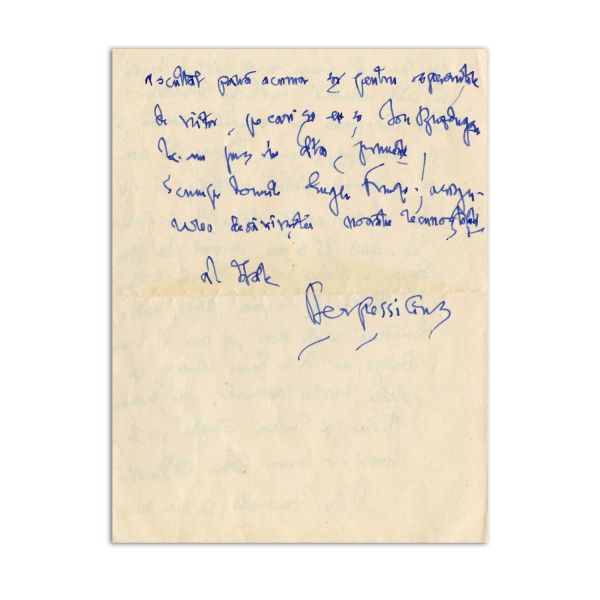 Perpessicius, scrisoare pentru Eugen Frunză, 5 ianuarie 1961