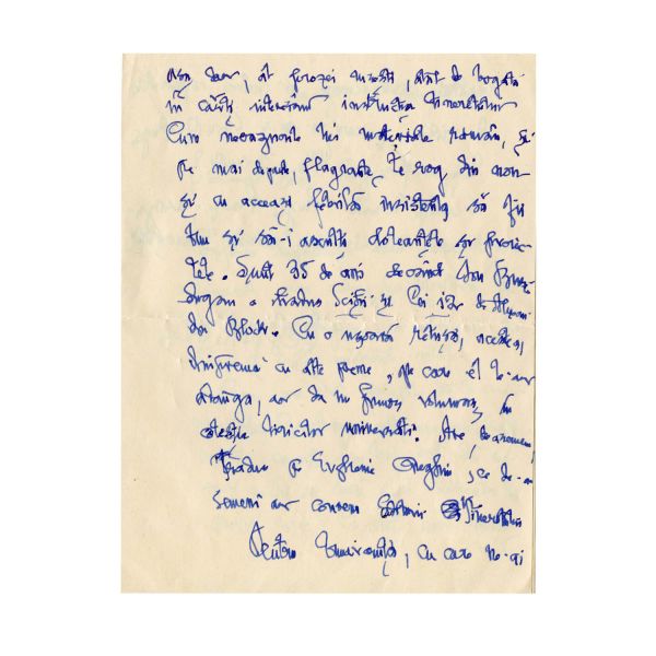 Perpessicius, scrisoare pentru Eugen Frunză, 5 ianuarie 1961