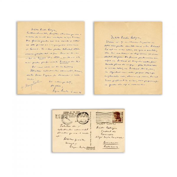 Eugen Barbu, carte poștală și scrisoare pentru Radu Beligan, 1967-1976