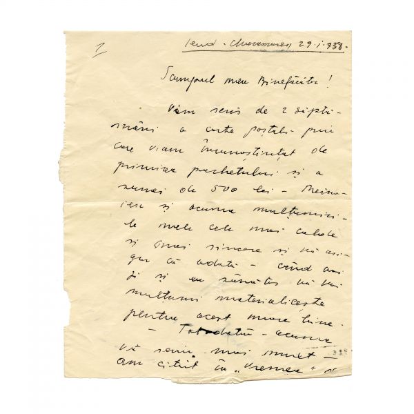 Mircea Eliade, corespondență de la Gheorghe Chindriș, 1938