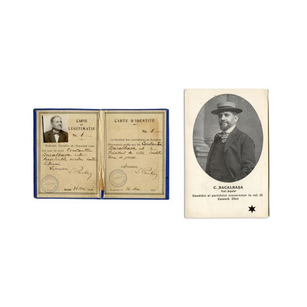 Constantin Bacalbașa, carte de legitimație + carte poștală