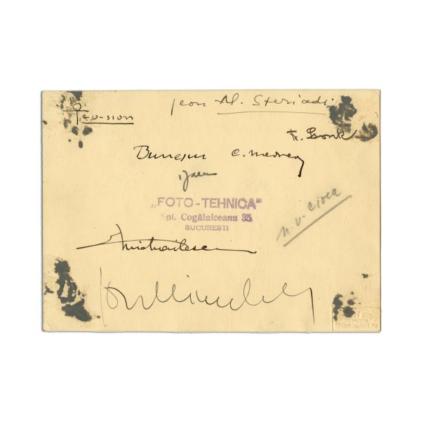 Ion Minulescu și membrii Salonului Oficial, fotografie cu semnături olografe