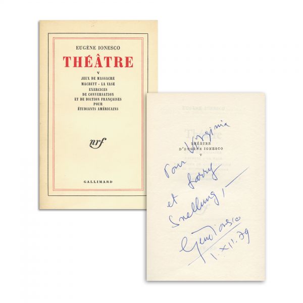 Eugène Ionesco, Théâtre, vol. V, 1974, cu dedicație