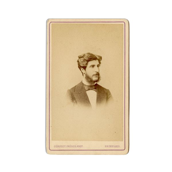 Ștefan C. Hepites, fotografie format carte-de-visite, atelier Géruzet Frères, 1873, cu dedicație olografă