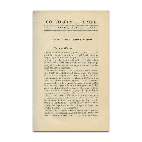 Convorbiri Literare, Anul XLIII, 1909, 12 numere colligate, an complet