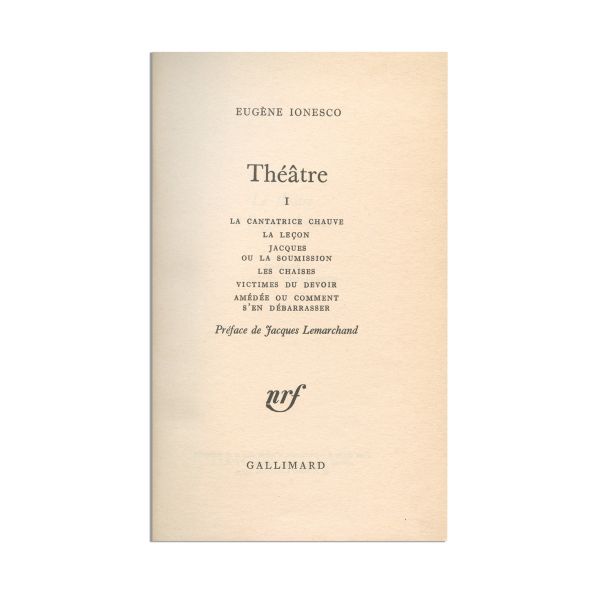 Eugène Ionesco, Théâtre, 8 volume, cu dedicația autorului