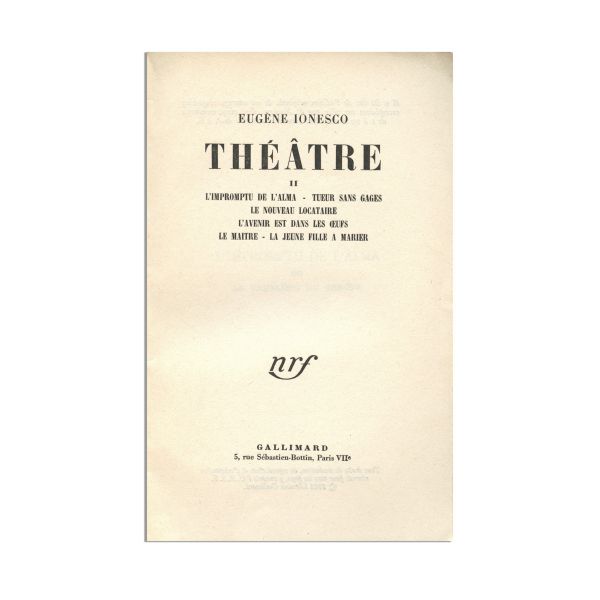 Eugène Ionesco, Théâtre, 8 volume, cu dedicația autorului