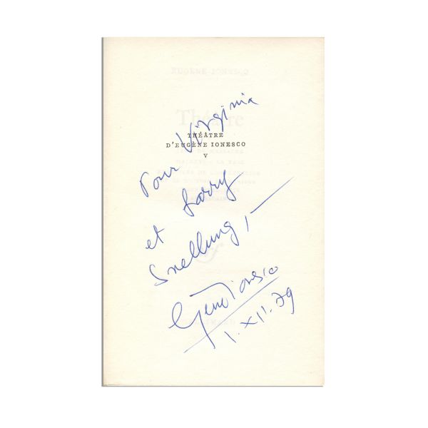 Eugène Ionesco, Théâtre, 8 volume, cu dedicația autorului