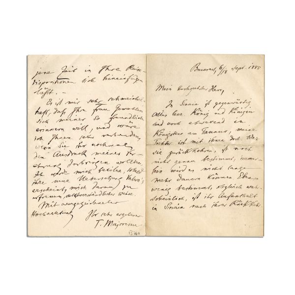 Titu Maiorescu, scrisoare olografă, 6/18 septembrie 1885