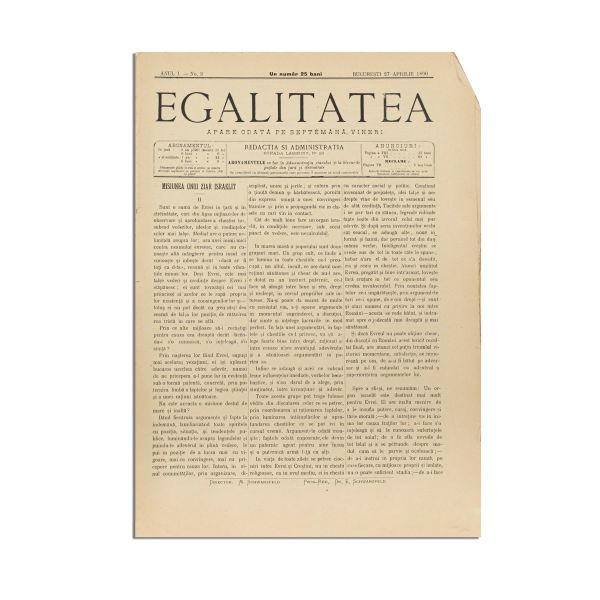 Publicația „Egalitatea”, Anul I, Nr. 3 și Nr. 4, 1890