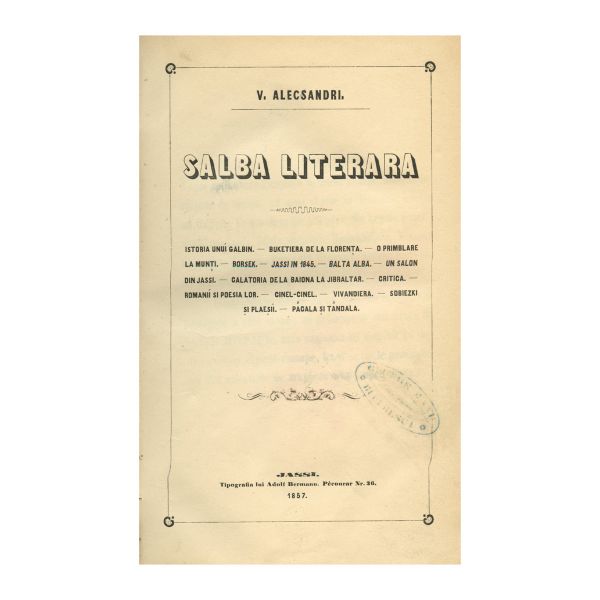 V. Alecsandri, Salba Literară, 1857
