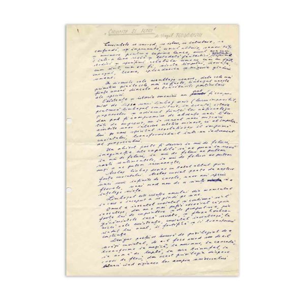 Virgil Teodorescu, manuscrisul  „Cuvinte și flori”