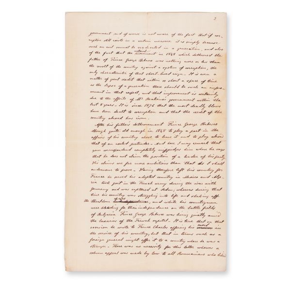 Ion Ghica, scrisoare expediată editorului publicației „The Daily Telegraph” privindu-l pe George Bibescu, 13 martie 1884