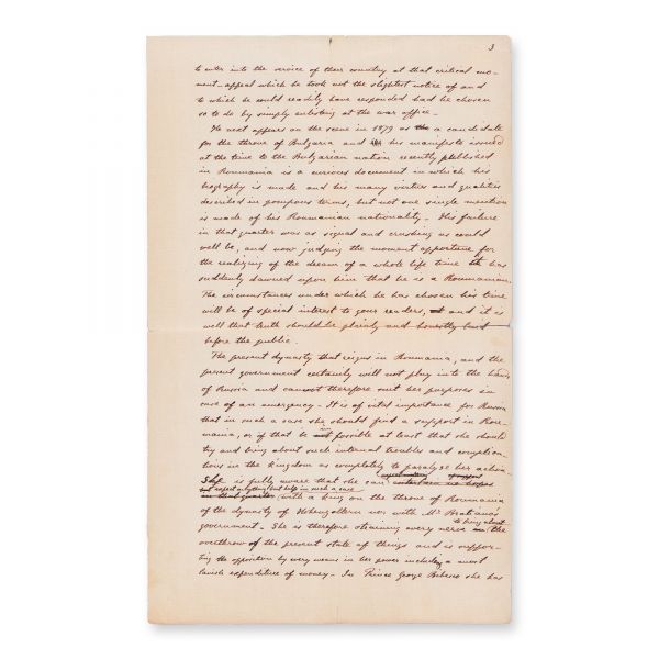 Ion Ghica, scrisoare expediată editorului publicației „The Daily Telegraph” privindu-l pe George Bibescu, 13 martie 1884