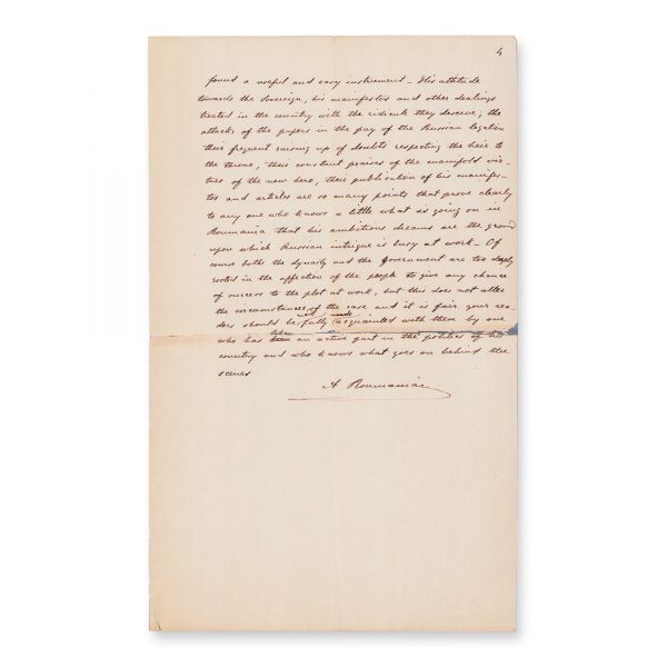 Ion Ghica, scrisoare expediată editorului publicației „The Daily Telegraph” privindu-l pe George Bibescu, 13 martie 1884