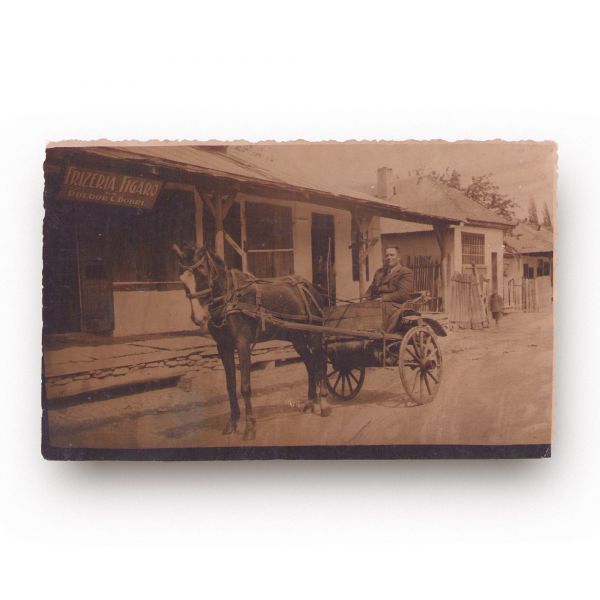 Frizeria Figaro, Atelier mecanic I. Chincea, Băcănie, trei fotografii tip carte poștală 