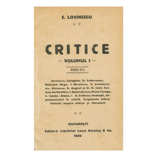 Eugen Lovinescu, Critice, 9 vol. colligate, cu dedicație către Ion Jalea