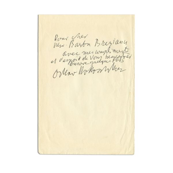 Oskar Kokoschka, corespondență, fotografii și documente personale pentru Barbu Brezianu, cu referire la Constantin Brâncuși