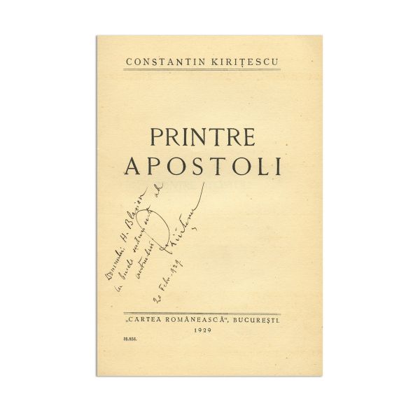Constantin Kirițescu, Printre Apostoli, 1929, cu dedicație pentru H. Blazian