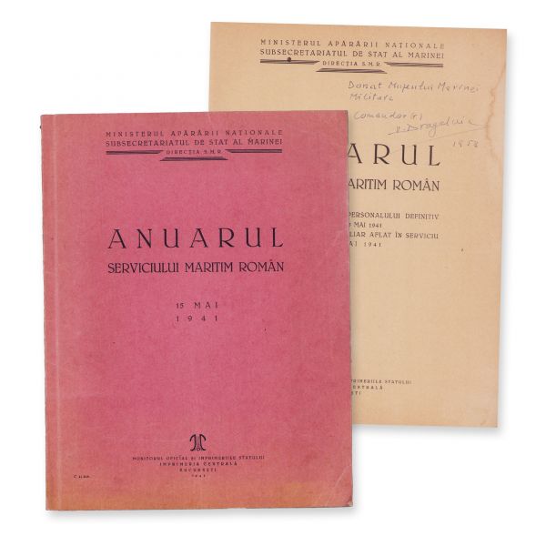 Anuarul Serviciului Maritim Român, 1941, cu însemnarea olografă a comandorului Virgil Dragalina