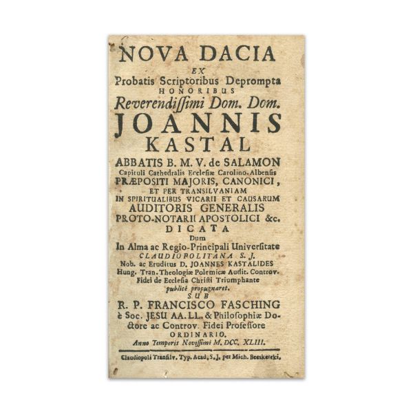 Joannis Kastal, Nova Dacia, două volume, 1743