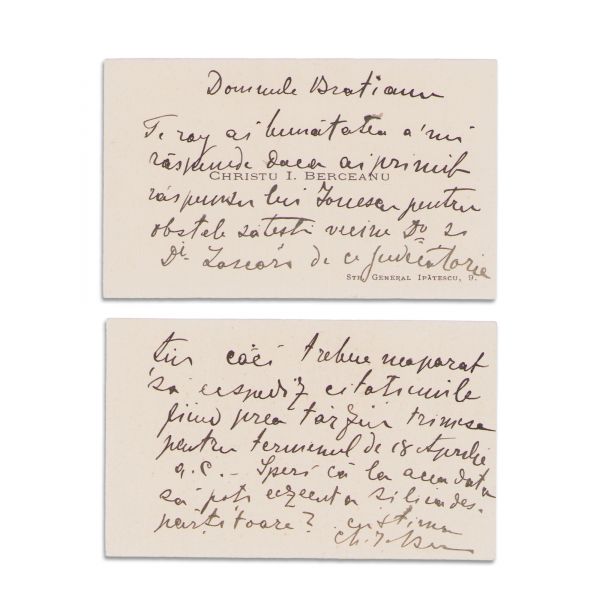 Inginer hotarnic C. I. Berceanu, corespondență cu Radu Brătianu, 1909 - 1911