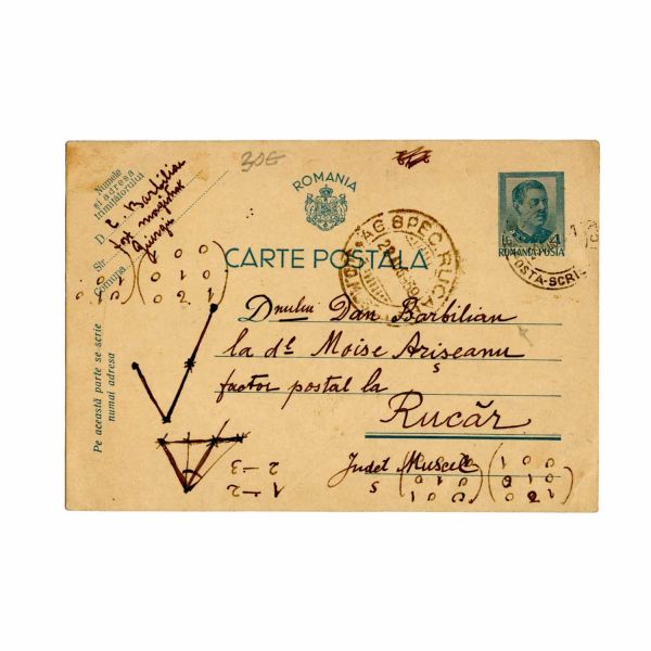 Dan Barbilian, studiu matematic, cu dedicație + carte poștală, 1929 - 1959 