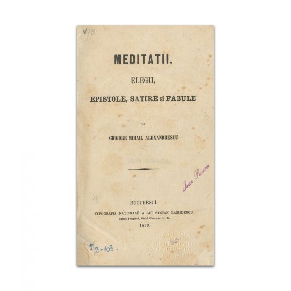 Grigore Mihail Alexandrescu, Elegii, Epistole, Satire și Fabule, 1863