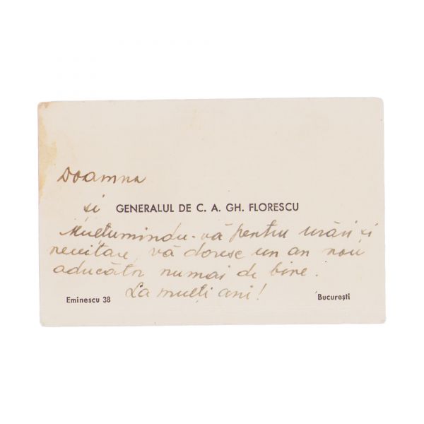 I. C. Găvănescu, fam. Sadoveanu, Ion. I. S. Catuneanu, Florin Em. Manoliu, Gh. Florescu, colecție de cinci cărți de vizită 