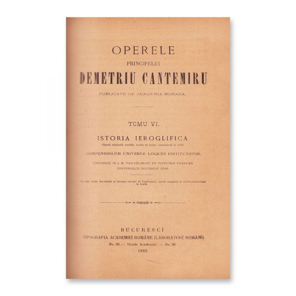 Operele principelui Dimitrie Cantemir, 1878-1883, tomurile V, VI și VII