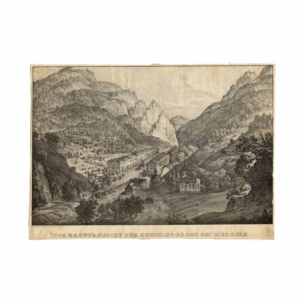 Băile Herculane, litografie, sec. XIX