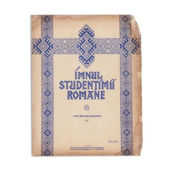 V. Flora, Imnul studențimii române, partitură, 1930