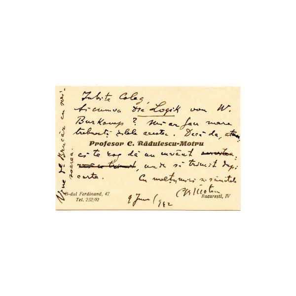 C. Rădulescu Motru, două scrisori + carte de vizită
