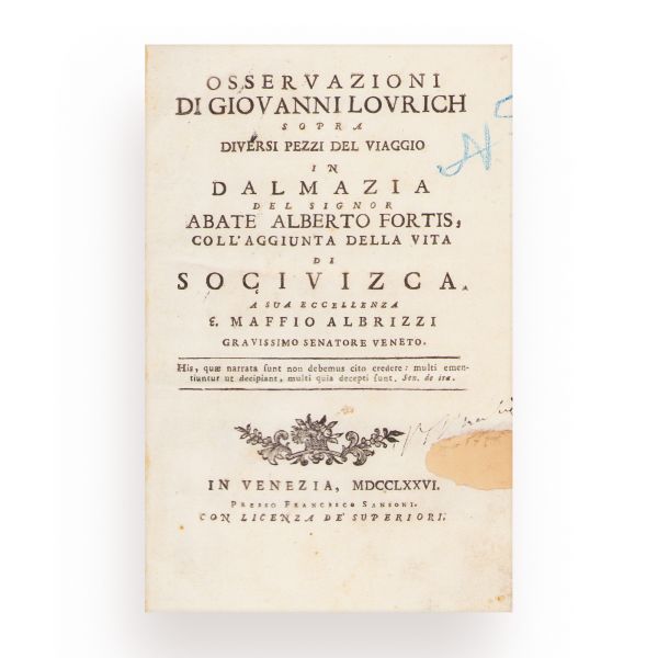 Osservazioni Di Giovanni Lovrich Sopra Diversi Pezzi Del Viaggio In Dalmazia, 1776