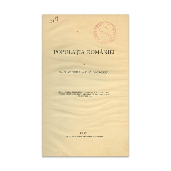 S. Manuila și D. C. Georgescu, Populația României, 1937
