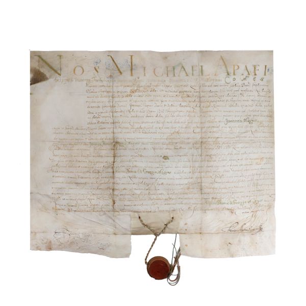  Diplomă de înnobilare acordata de Principele Transilvaniei Mihai Apafi, + gravură în cupru