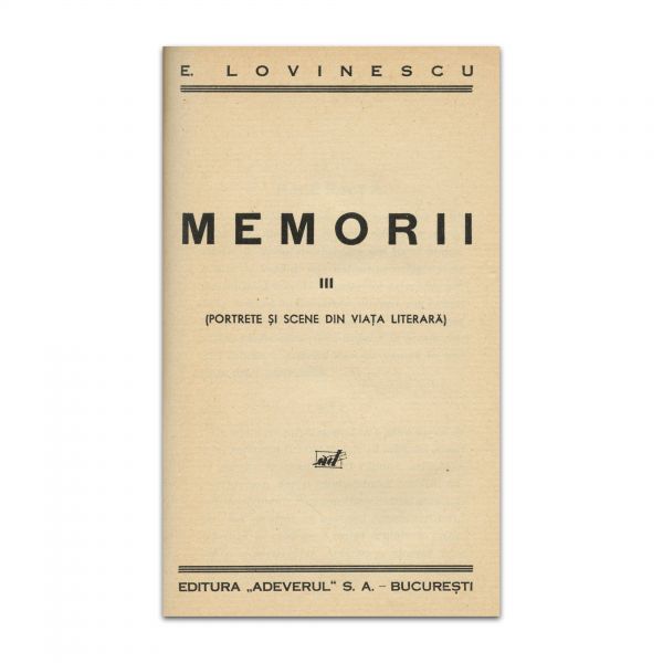 Eugen Lovinescu, Memorii, 3 volume colligate, cu dedicație