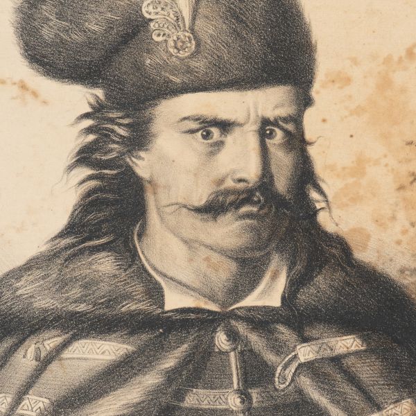 Domnitorul Mihnea cel Rău, fiul lui Vlad Țepeș, litografie pe carton, sec. XIX 