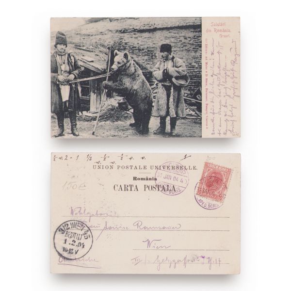 Ursari români, patru fotografii tip carte poștală